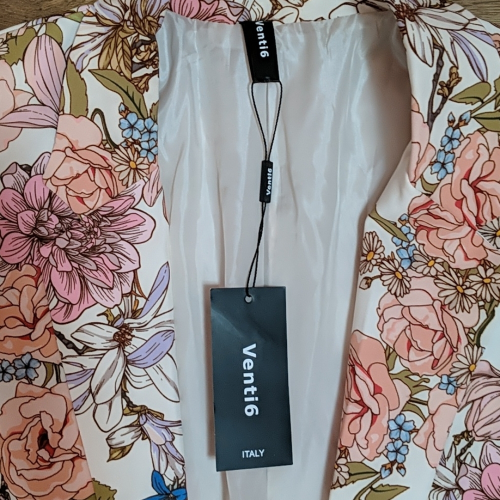 Venti6 open front  floral blazer 3/4 sleeves M - Picture 4 of 7